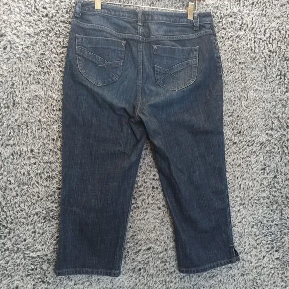 Chico's 1 Platinum Capri Jeans Women 8 Blue Ultimate Fit Slim Leg Denim - Picture 8 of 10